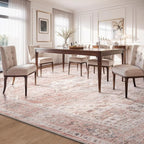 AMOAMI-Area Rug 6X9 Rugs for Living Room-Vintage Soft Pink Rugs for Bedroom-Non Slip Carpet-Machine Washable Rug for Dining Room Living Room Bedroom Office Under Table