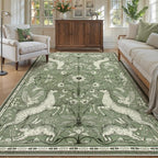 Lahome Boho Animal 6x9 Washable Living Room Area Rugs, Green Soft Rugs for Bedroom, Botanical Large Boho Non Slip Dining Room Carpet for Under Table Office Kids Playroom (6x9ft,Green)
