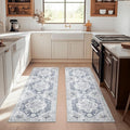 jinchan Kelda Runner Rug 2x5-2pcs Hallway Rug Kitchen Washable Runner Vintage Mat Retro Print Lightweight Non-Slip Floor Cover Distressed Thin Carpet for Entryway Bathroom Bedroom Laundry Room Grey