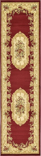Unique Loom Versailles Collection Traditional Classic Floral Motif Area Rug (2' 7 x 10' 0 Runner, Burgundy/ Ivory)