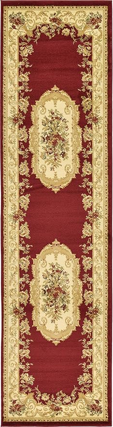Unique Loom Versailles Collection Traditional Classic Floral Motif Area Rug (2' 7 x 10' 0 Runner, Burgundy/ Ivory)