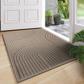 Front Door Mat 17''x30'', Absorbent Muddy Dirt Resist Washable Non Slip Low-Profile Indoor Doormat, Easy Clean Welcome Entryway Door Mats, Brown