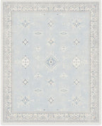 RUGGABLE Washable Vintage Area Rug – Verena Soft Blue 8x10, Stain-Resistant, Non-Slip – Large Machine Washable Rugs for Living Room, Bedroom, Hallway, Entryway & Office–with Standard Pad
