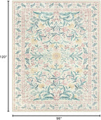 Lahome Large Rugs for Living Room, Boho Machine Washable 8x10 Area Rugs Girls Bedroom Decor, Ultra-Thin Soft Distressed Floral Carpets Non Slip for Office Dining Room, Pink/Multi