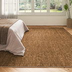 Eleisa Modern Vintage 10x14 Herringbone Chevron Area Rug, Non-Slip Stain Resistant Washable Rug, Brown Large Rug for Living Room, Farmhouse Carpet for Bedroom, Kitchen, Dining Room, Home Office