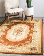 Unique Loom Versailles Collection Traditional Classic Floral Motif Area Rug (9' 0 x 12' 0 Rectangular, Terracotta/ Ivory)