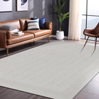 Micro Loop Indoor Rug White 6x9 Boho Geometric Neutral Area Rugs for Living Room Soft Luxury Modern Low and High Pile Durable Stain Resistant Non-Shedding Indoor Area Carpet 6 x 9