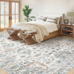 Area Rug 8x10 Living Room Rug, Machine Washable Vintage Distressed Boho Area Rug Non-Slip Soft Low Pile Large Indoor Rugs for Bedroom Kitchen Dining Room Office(Brown Green,8'x10')