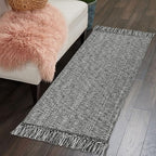 Collive Kitchen Runner Rug, 2' x 4.3' Hand-Woven Reversible Washable Rugs, Grey Cotton Modern Farmhouse Bathroom Mat Hallway Carpet for Foyer Bedroom Entry Back Door Decor