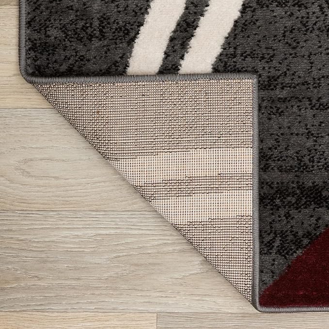 Rugshop Modern Wavy Circles Design Non-Shedding Oval Rug, Carpet for Living Room, Dining Room, or Bedroom, Red, 5' x 7' Oval