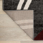 Rugshop Modern Wavy Circles Design Non-Shedding Runner Rug, Carpet for Hallway or Kitchen, Red, 2' x 7'2"