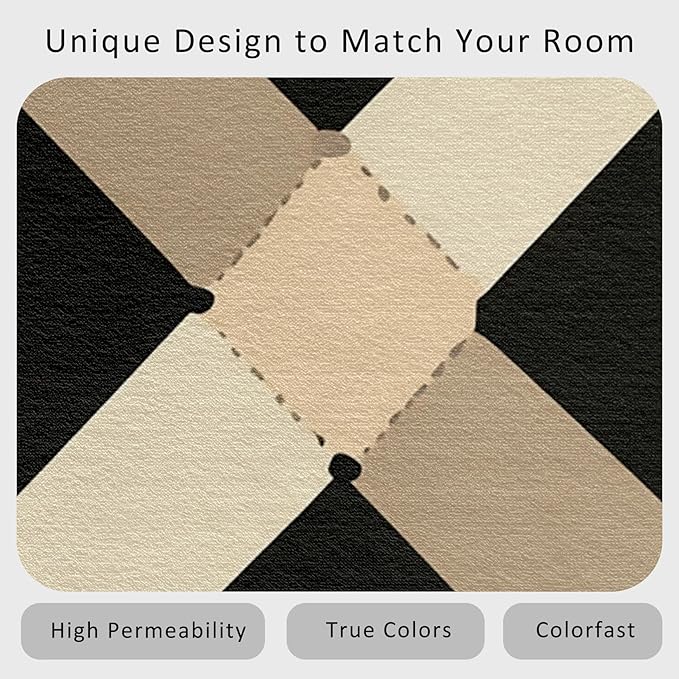 Washable 3x5 Modern Geometric Rug Living Room, Abstract Diamond Design Area Rugs for Bedroom, Modern Geometric Home Decor Carpet, Low Pile, Non Slip, Kids & Pet Friendly (N4149)