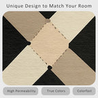 Washable 5x6 Modern Geometric Rug Living Room, Abstract Diamond Design Area Rugs for Bedroom, Modern Geometric Home Decor Carpet, Low Pile, Non Slip, Kids & Pet Friendly (N4154)