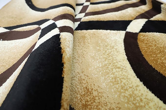 GLORY RUGS Modern Large Area Rug 8x10 Brown Swirls Carpet Bedroom Living Room Contemporary Dining Accent Sevilla Collection 4816 (8x10, Brown)