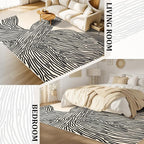 YIHOUSE 5×7Ft Area Rugs, Abstract Washable Rug, Modern Black and White Rug for Bedroom Living Room Dining Room Office Playroom Nursery, Nonslip Throw Non-Shedding Thin Contemporary Striped Rugs
