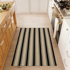 Striped Outdoor Rug 3'x5', Cotton Hand Woven Rug Front Door Mat,Washable Reversible Layered Door Mats, Foldable Front Porch Rug for Entryway/Home Entrance/Farmhouse(Black and Tan)