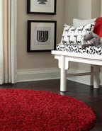 Unique Loom Solid Shag Collection Area Rug (8' Round, Cherry Red)