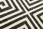 Unique Loom Athens Collection Classic Geometric Modern Border Design Area Rug (2' 0 x 6' 0 Runner, Black/ Beige)