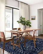 Wonnitar Moroccan Washable 6x9 Rug, Blue Large Living Room Area Rug, Non-Slip Boho Soft Rug for Bedroom, Non-Shedding Ultra-Thin Geometric Carpet for Dining Room Kitchen Basement (Blue,6'x9')