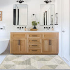 ReaLife Rugs Machine Washable Area Rug Runner - Living Room Bedroom Bathroom Kitchen Entryway Office - Padded Low Pile Stain Resistant Premium - Modern Geometric Contemporary - Miles - Beige 2'6"x6'