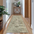 Bavni Runner Rug 2x5, Low Pile Machine Washable Rugs for Hallways, Kitchen, Bedroom, Non Slip Aesthetic Vintage Distressed Print Lightweight Durable Chenille 2x5 Mat, Forgotten Sandstone
