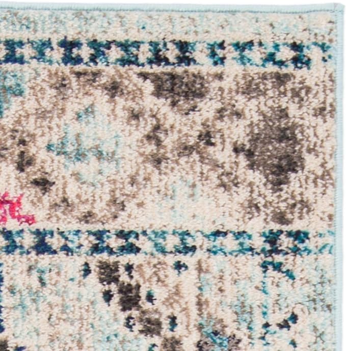 SAFAVIEH Madison Collection Runner Rug - 2'2" x 12', Blue & Yellow, Boho Diamond Distressed Design, Non-Shedding & Easy Care, Ideal for High Traffic Areas in Living Room, Bedroom (MAD418K)