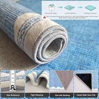 Scalloped Rug 3x5 Rugs Washable Non-Slip Low-Pile for Entryway Solid Blue Rug for Dining Room,Ultra Soft Modern Contemporary Aesthetic Carpet for Bathroom Living Room Dining Table