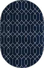 Unique Loom Marilyn Monroe Glam Collection Area Rug - Trellis (5' 3' x 8' Oval, Navy Blue Silver/ Silver)