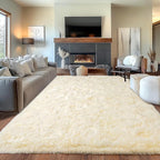 Upgrade Non-Slip Plush Rugs Fluffy Area Rugs for Living Room, Soft Shaggy Carpets for Living Room, Perfect Decor for Modern Home Light Champagne 6x9 Feet