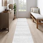 Lahome Moroccan Kitchen Runner Rugs Non Skid Washable - 2x10 Non-Slip Extra Long Rug Runner for Hallways, Modern Geometric Print White Soft Floor Carpet for Bathroom Entryway Foyer