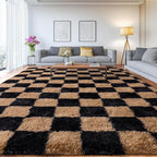 Upgrade Non-Slip Plush Rugs for Living Room, Soft Shaggy Carpets for Living Room, Fuzzy Rugs for Kids' Room, Perfect Decor for Modern Home Grid 5x7Feet