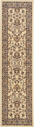 Rugs.com Yasmin Collection Rug – 10 Ft Runner Ivory Medium Rug Perfect for Hallways, Entryways