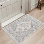 zesthome 2x3 Entryway Rug, Soft Washable Rugs, Non Slip Area Rug, Stain Resistant Low Pile Rugs for Bedroom, Vintage Rug for Door Mat, Kitchen (Beige,2'x3')