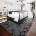 ONASAR 7x9 Area Rugs for Living Room Bedroom, Washable Large Fluffy Grey and Black Throw Rug, Geometric Soft Plush Shaggy Floor Carpet for Nursery Kids Girls Boys Teen Dorm Home Decor Aesthetic