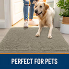 OLANLY Dog Door Mat for Muddy Paws 30x20, Absorbs Moisture and Dirt, Absorbent Non-Slip Washable Doormat, Quick Dry Chenille Mud Mat, Entry Indoor Entryway Carpet for Inside Floor, Warm Taupe