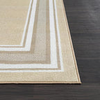Beverly Rug Non Slip Area Rugs 2x5 Modern Bordered Non Skid Rubber Backing Soft Runner Rug for Living Dining Room Easy to Clean Non Shedding Kitchen Bedroom Indoor Carpet 2 x 5 Beige