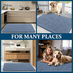 OLANLY Dog Door Mat for Muddy Paws 70x35, Absorbs Moisture and Dirt, Absorbent Non-Slip Washable Doormat, Quick Dry Chenille Mud Mat for Dogs, Entry Indoor Entryway Carpet for Inside Floor, Airy Blue