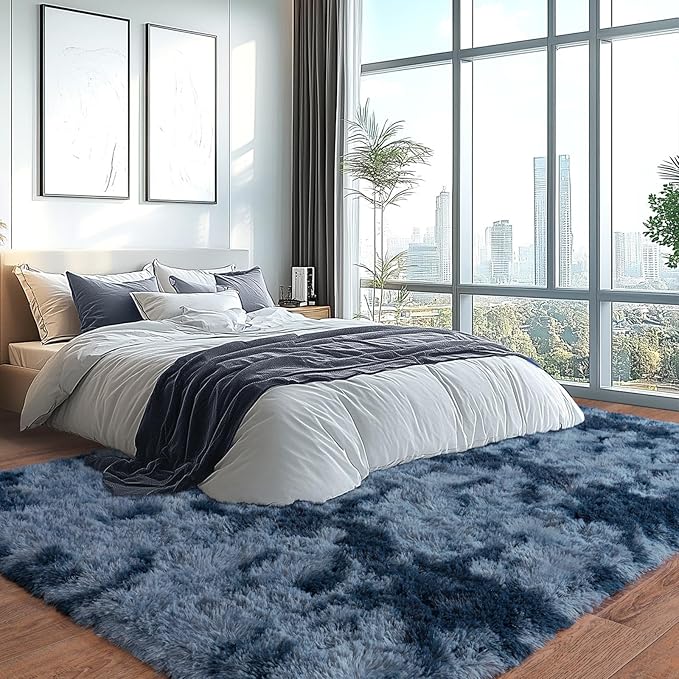 Extra Large Plush Rug High Pile Fluffy Rug for Living Room, Big Plush Non-Skid Shag Carpet, Soft Shaggy Rugs for Bedroom Indoor Modern Home Decor Tie Dye Camel 9x12ft