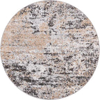 Rugs.com Leipzig Collection Round Rug – 3 Ft Round Beige Low-Pile Rug Perfect for Kitchens, Dining Rooms