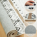 BESTSWEETIE 2x6 Area Rugs for Living Room Washable Moroccan Farmhouse Neutral Geometric Low Pile Non-Slip Soft Print Pattern Rug for Bedroom Kitchen Dining Room Entryway Black/Brown