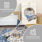 COMSLE Boho Runner Rug, 2 x 7 Ft Washable Area Rugs for Hallway Faux Wool Small Kitchen Distressed Throw Rug Non-Slip Laundry Room Carpet Runner for Entryway Indoor Door Mat Bedroom