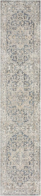 Nourison Home Astra Machine Washable Grey/Blue 2'2" x 10' Area -Rug, Easy -Cleaning, Non Shedding, Bed Room, Living Room, Dining Room, Kitchen (2x10)
