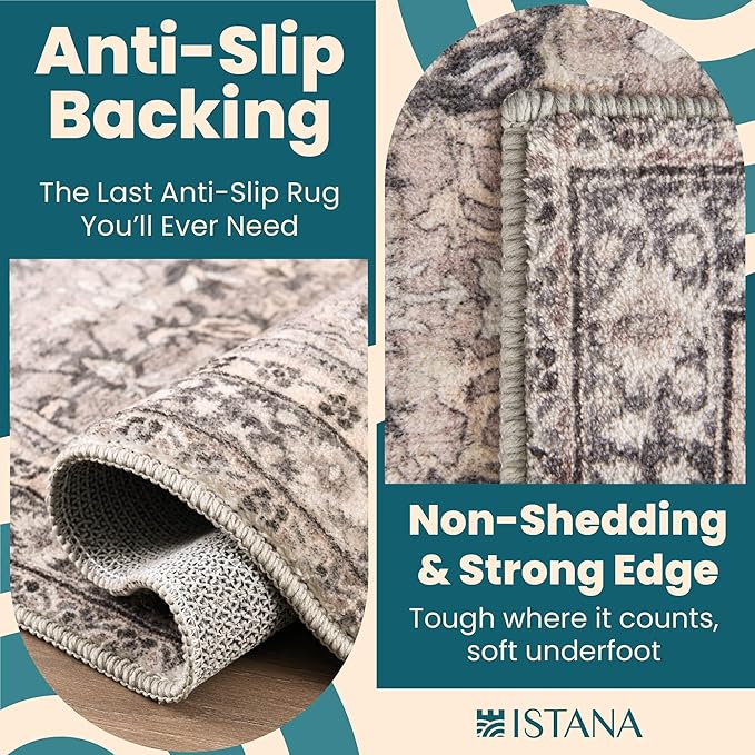 Istana 6x9 Area Rugs - Pale Rose Beige Rugs for Living Room - Luxurious Silk's Soft Touch Living Room Rug - Elegant Non Slip Area Rug
