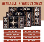 YHSF South West Native American Area Rug C318 - Easy Clean, Thick, Soft, Durable Native Tribal American Indian Inspired Rug for Bedroom/Living Room and More - Black, 3 Feet x 4 Feet 7 Inches