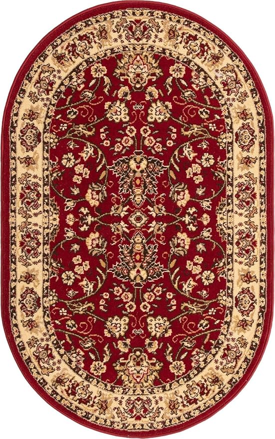 Unique Loom Sialk Hill Collection Area Rug - Washington (3' 3" x 5' 3" Oval Burgundy/Cream)