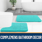 OLANLY Bathroom Rugs 70x46, Extra Soft Absorbent Chenille Bath Rugs, Rubber Backing Quick Dry, Machine Washable Bath Mats for Bathroom Floor, Tub and Shower, Home Decor Accessories, Teal