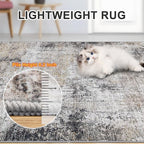 Area Rugs Living Room Rug - 4x6 Washable Modern Abstract Soft Neutral Non-Slip Carpet Large Indoor Floor Thin Carpets for Bedroom Dining Room Farmhouse Nursery Home Office Brown Black Grey