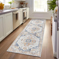 jinchan Runner Rug 3x10 Vintage Hallway Rug Kitchen Washable Runner Retro Floor Cover Lightweight Non-Slip Low Pile Thin Distressed Carpet for Entryway Bathroom Laundry Room Bedroom Stairway Orange