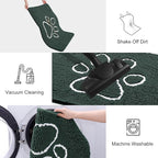 Smiry Dog Door Mat for Muddy Paws, Absorbent Dirt Trapper Non Slip Quick Dry Washable Chenille Mat for Mud Dogs, Entry Rug for Indoor and Outdoor (48x30 Inches, Green and White)