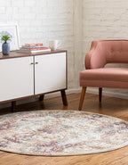 Unique Loom Isabella Collection Area Rug - Adjani (3' 3" Round, Ivory/ Beige)